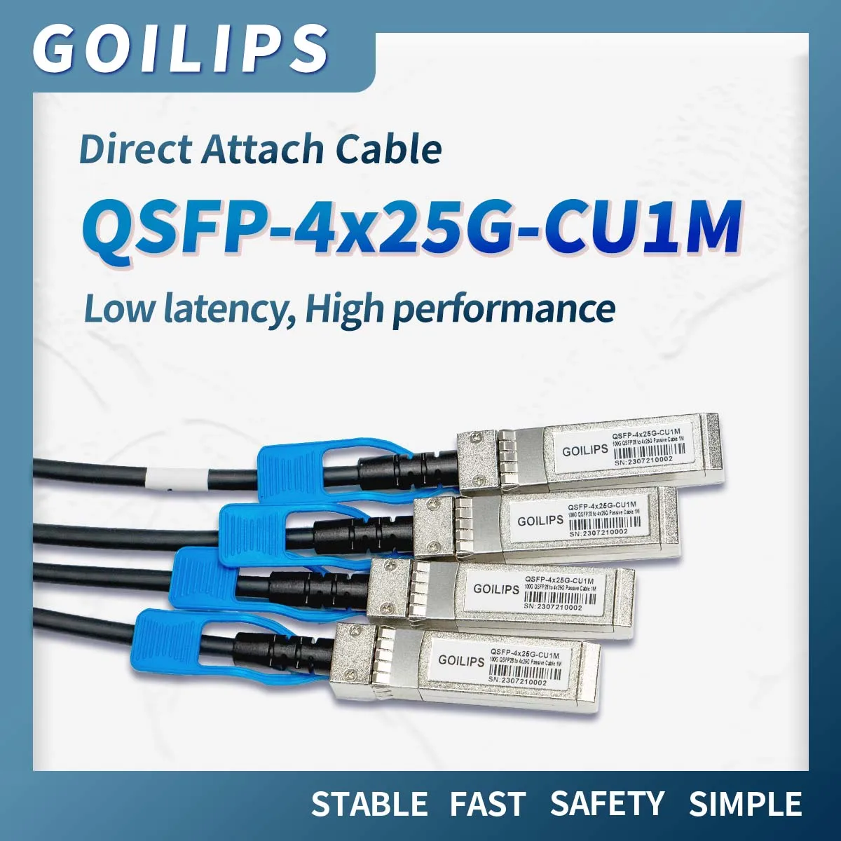 100G QSFP28 до 4x25G SFP28 пассивный медный кабель с прямым приводом высокоскоростной