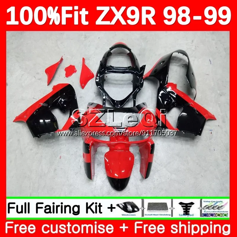 Заводской красный корпус OEM для KAWASAKI NINJA ZX9 ZX 9R 9 R 900 CC 900CC ZX900 ZX9R 98 99 ZX-9R 1998 1999 инъекция