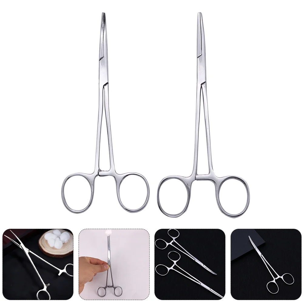 

2 Pcs Pet Hair Pliers Pet Locking Tweezers Straight Arc Fishing Clamp Scissors Stainless Steel Cupping Pliers Nurse