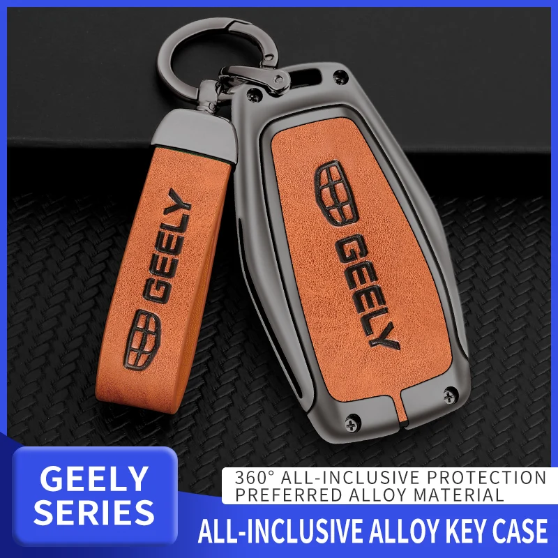 

Key Holder Aluminum Alloy Car Key Case Key Case Leather Key Case Keychain For Geely Preface Emgrand S L Icon Auto Accessories