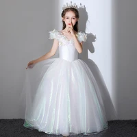 elegant white tulle satin princess ball gown off shoulder long junior bridesmaid dresses from 2 to 7 years youth party dresses