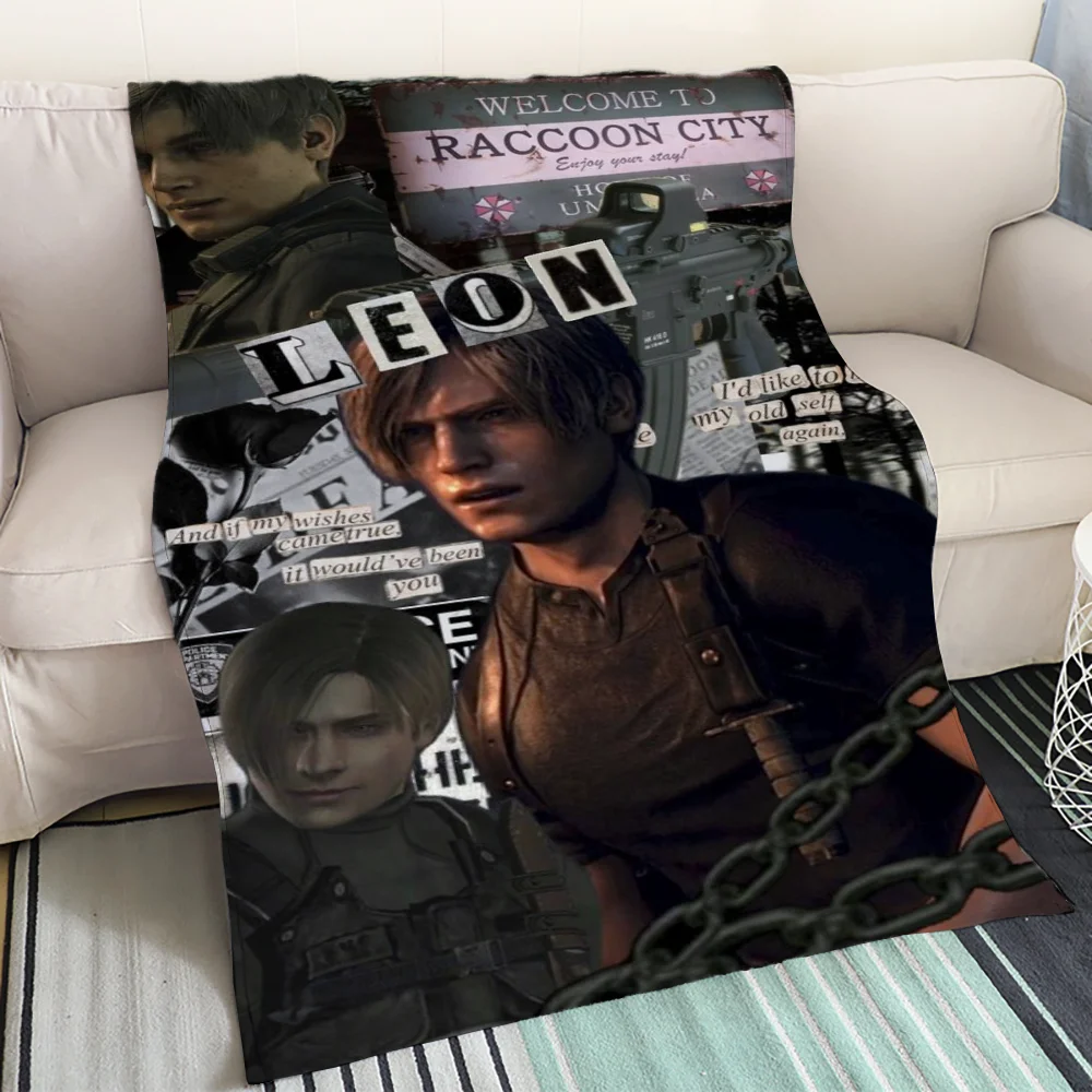 Одеяло Из Микрофибры С Принтом Аниме Леон Кеннеди Мягкое Плюшевое Постельное