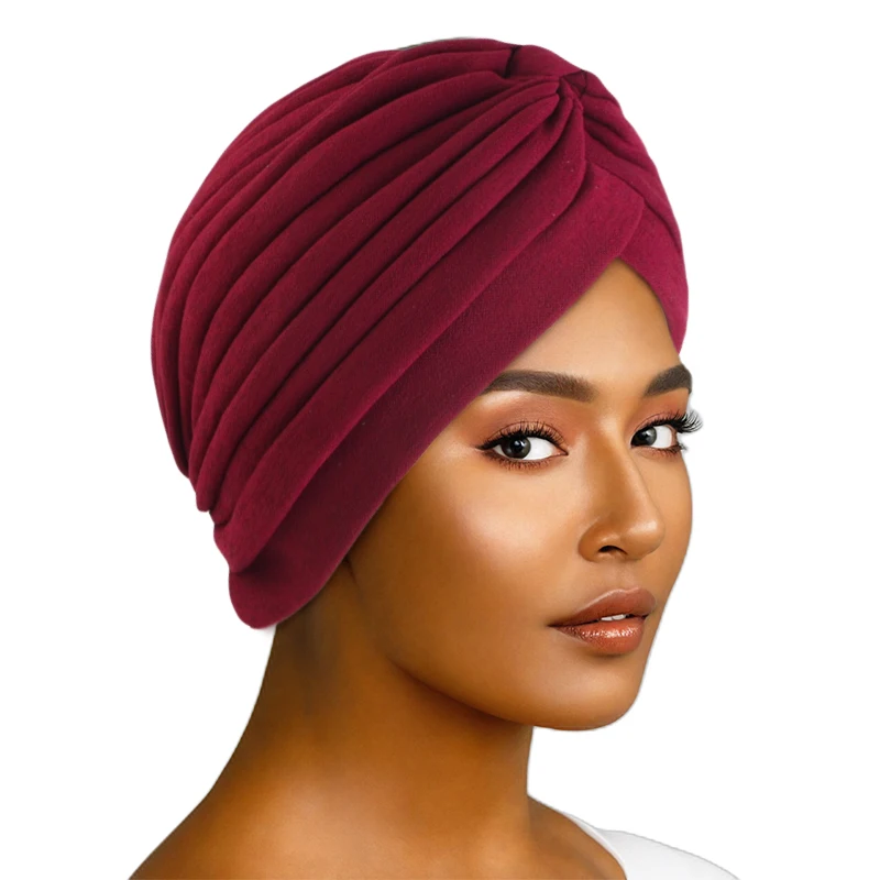 Новая женская утолщенная бамбуковая Шапка-бини с эластичным узлом