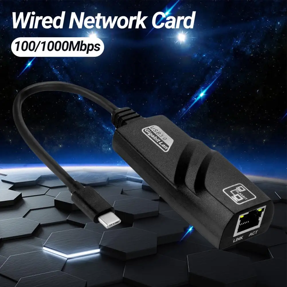 

Excellent Portable USB WiFi Card High Performance USB 3.0 Type-C to RJ45 100/1000Mbps Wired Network Card Sensitive
