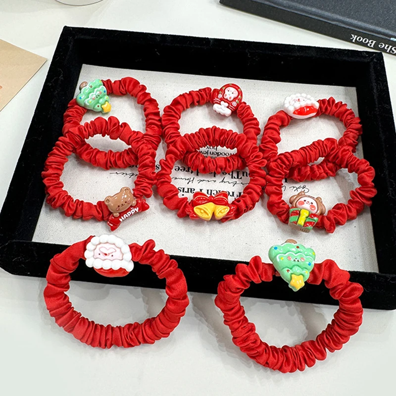 Милая мультяшная рождественская высокоэластичная веревка для волос женщин и