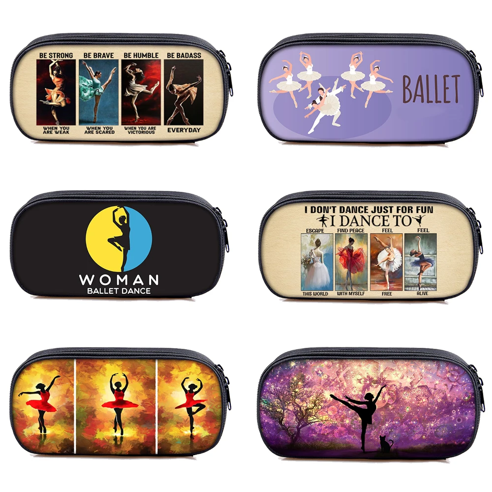 

Ballet Girl Fashion Print Pencil Bags Cosmetic Case Rhythmic Gymnastics Storage Bags Elegant Ballet Dancer Pencil Box Gift