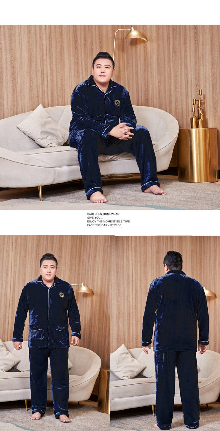 2023  5XL 6XL Warm Men Winter Fleece Pajamas Man Thick Flannel Sleepwear Pajama Set Velvet Nightwear Home Cloths Pyjama Pijama
