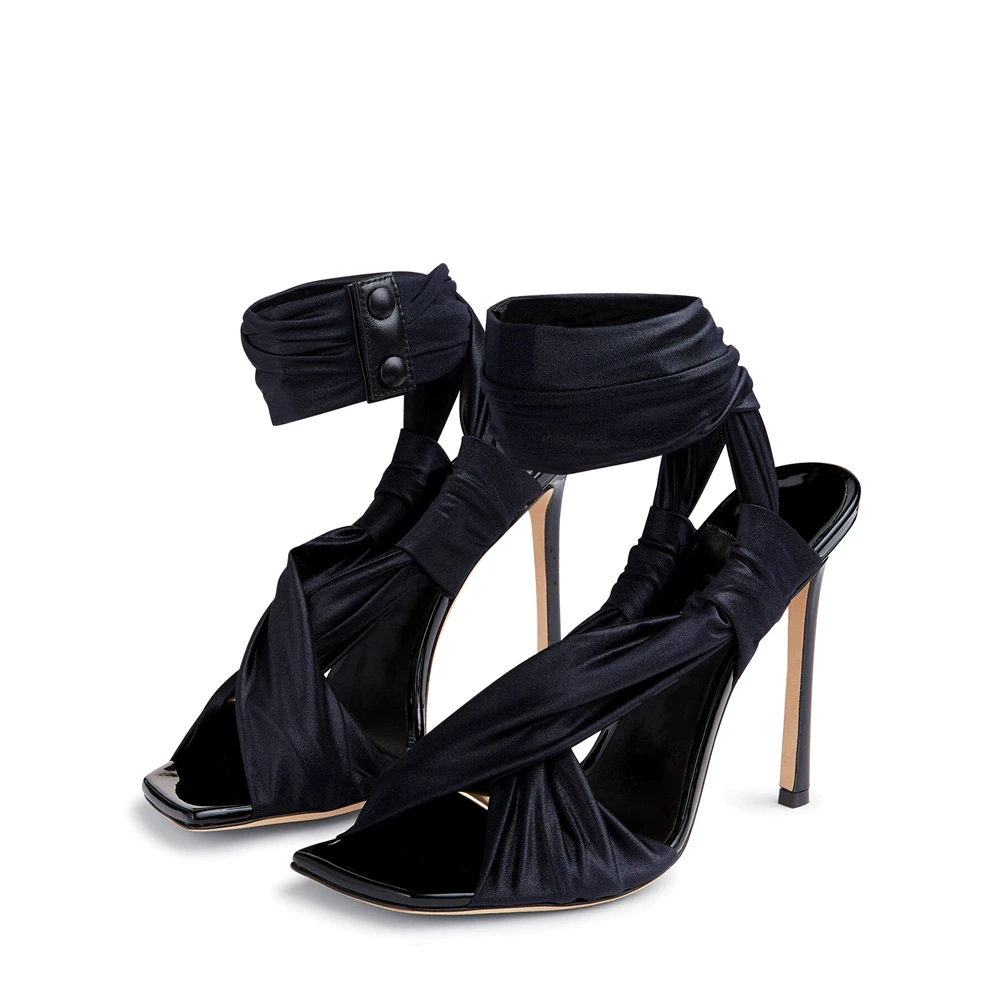 New Pattern Summer Ms Banquet Sandals Thin Heels Sexy Peep Toe Cross-Tied Gladiator Sandals Silk Women's Shoes Fashion Show