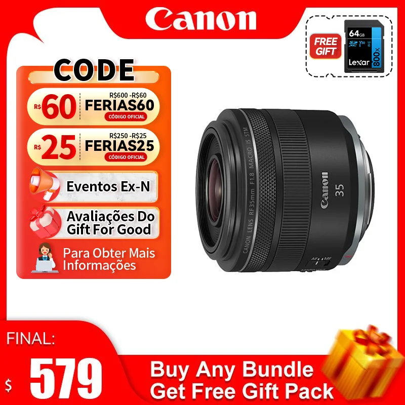 Объектив для беззеркальной камеры Canon RF 35 мм F1.8 с большой диафрагмой и автофокусом, объектив с макроэффектом для EOS R RP R5 R6 R7 R10 R3
