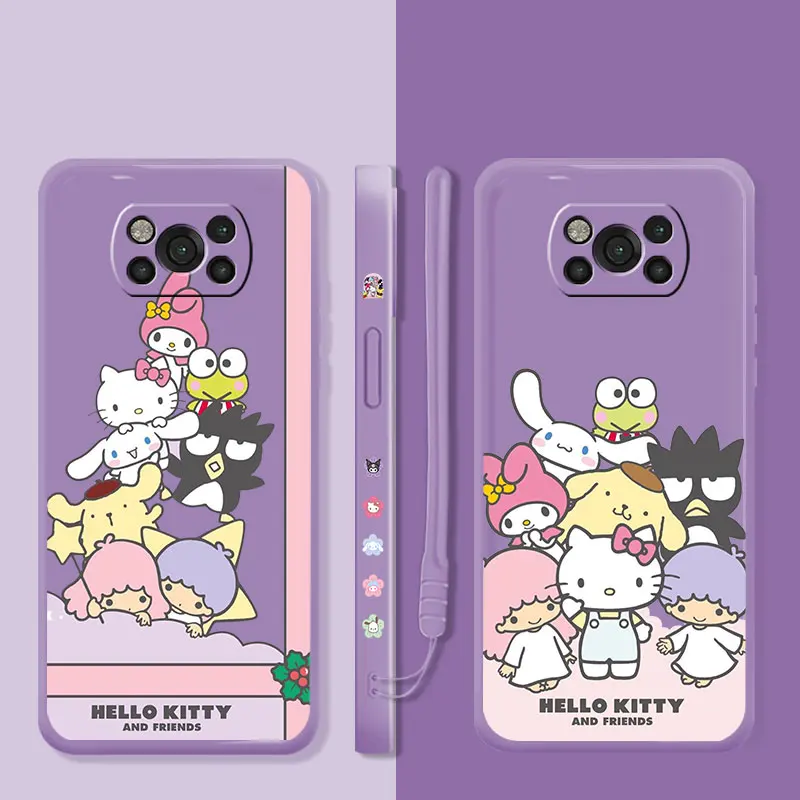 

Hello Kitty And Friends Christmas Gift Liquid Case For Xiaomi POCO X3 X4 NFC M3 M4 Pro F3 GT for Mi 11 11T 10S 10T 10 9 SE 8 6