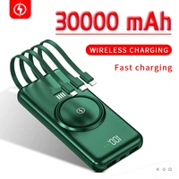 wireless fast charging 30000mah power bank external digital display comes with 4usb for iphone xiaomi huawei