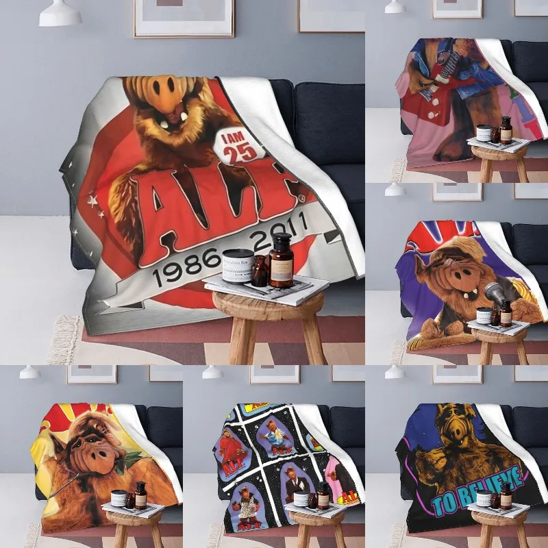 

Флисовое одеяло для дивана, покрывало из теплой фланели в форме инопланетянина, постельное белье для путешествий, покрывало