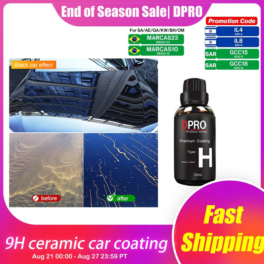 Dpro 9H Ceramic Car Coating Liquid Glass Waterproof Nano Ceramics Paint Care Anti-scratch Hydrophobic Car Detailing Polish Kit