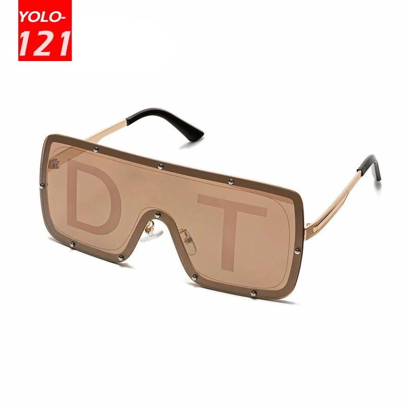 

Солнцезащитные очки в стиле панк с большой оправой и заклепками, модные роскошные солнцезащитные очки в металлической оправе для мужчин и ж...