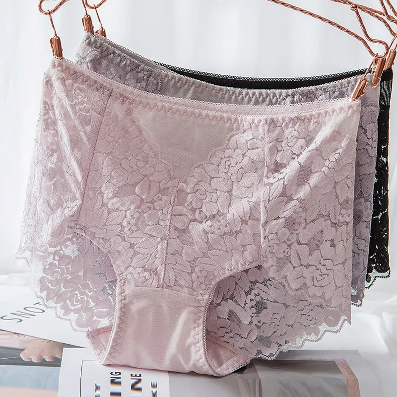 

1 pc Ladies Sexy women's underwear High-waist Seamless Lace Underwear Briefs Transparent Women Cotton Health Knickers Lingerie