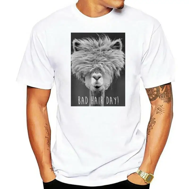 Bad Hair Day LLama Lama Hipster Men Women Unisex T Shirt Vest 329 Short Sleeve Cotton Shirts Man Clothing Print Tee