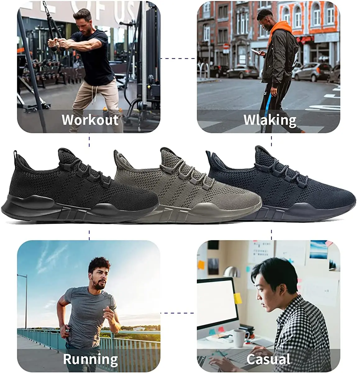 Damyuan Men Work Shoes Lightweight Sneakers Women Fashion Casual Walking Shoes Breathable Slip on Mens Loafers Zapatillas Hombre