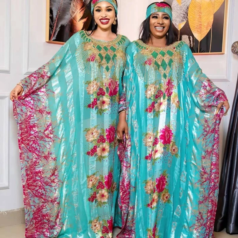 

Plus Size Evening Dresses Women Dashiki Diamond African Clothes Ankara Gown Outfits Dubai Kaftan Abaya Muslim Maxi Dress Boubou