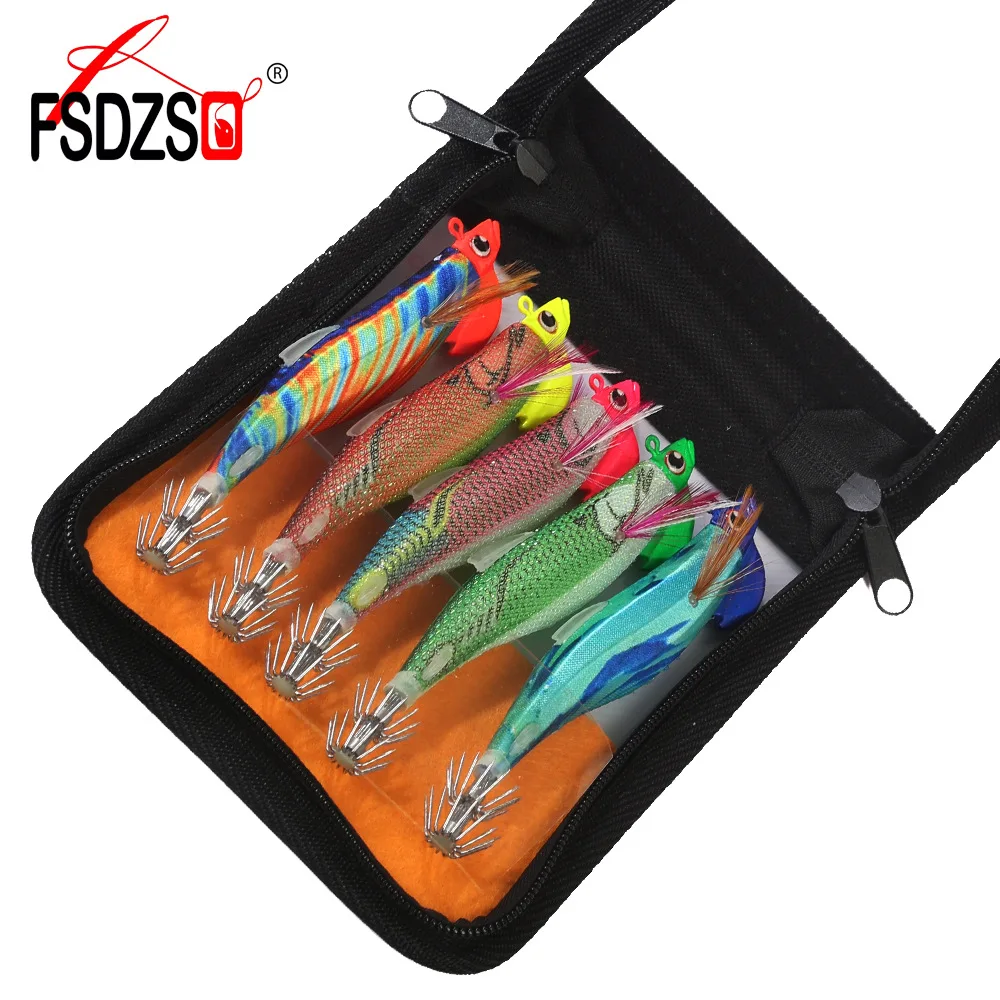 

Fishing Wood Shrimp Glow Squid Hook One Set #3.5 28g Lure Counterweight Double Umbrella Streamlined Body 3d