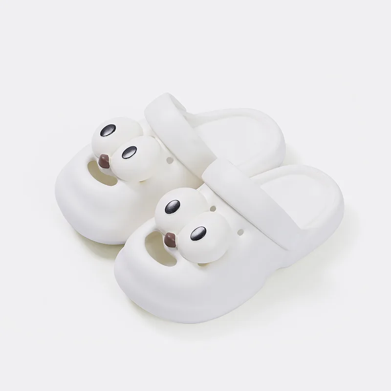 Women's Cartoon Big Eyes Decor Flats Slippers Summer Non-Slip Home Bedroom Casual Slides Bathroom Indoor Soft EVA Platform Shoes