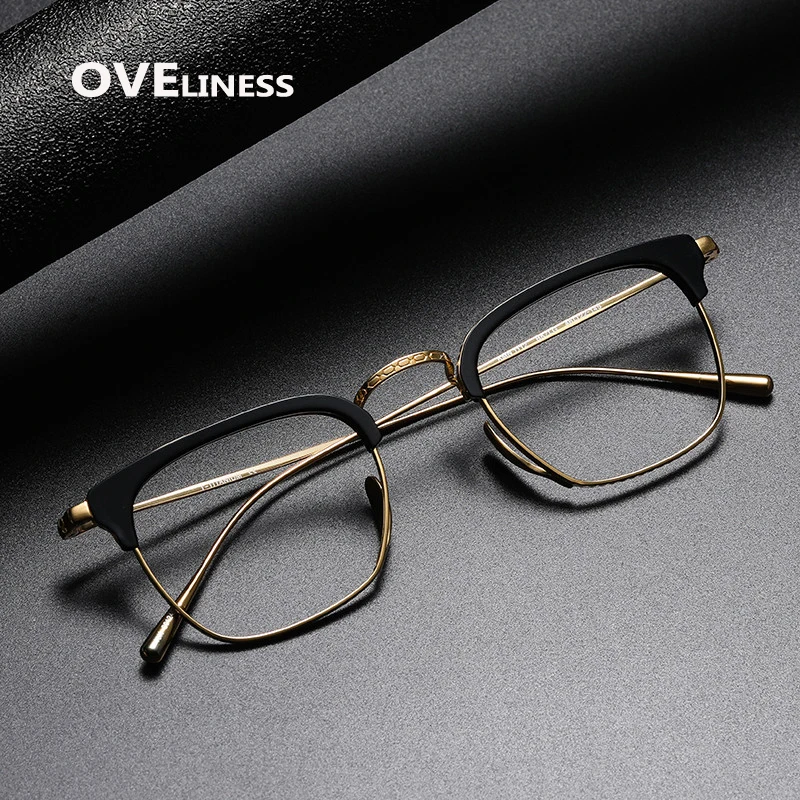 

Ацетатная титановая оправа для очков для женщин 2022 Новая Винтажная Ретро квадратная оправа для очков по рецепту при близорукости мужские о...