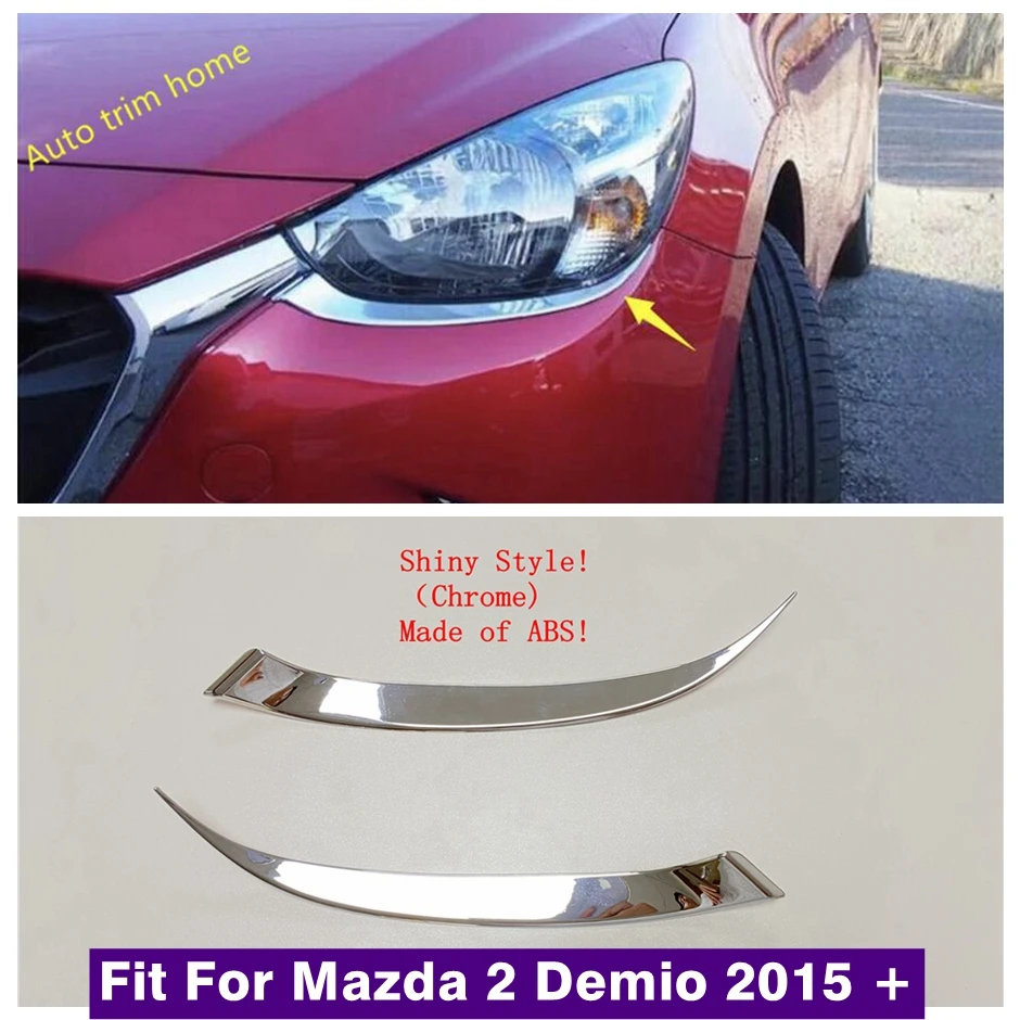

Chrome Accessories Exterior Refit Kit Front Head Lights Lamps Eyelid Eyebrow Stripes Cover Trim For Mazda 2 Demio 2015 - 2021