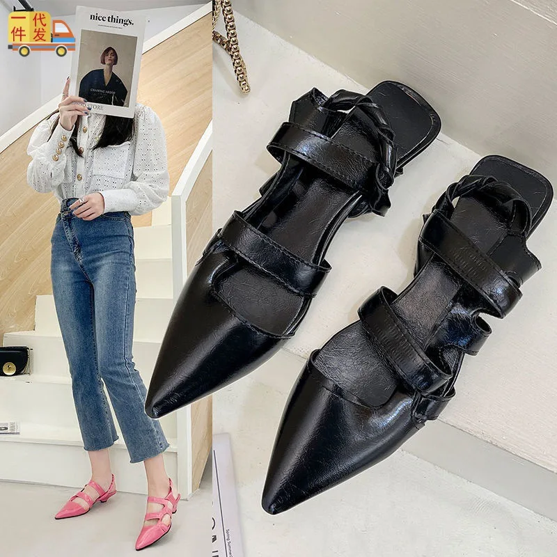 

High heels women's stiletto heels 2022 new hollow woven fashion toe sandals retro pointed toe shoes Roman shoes women sandals