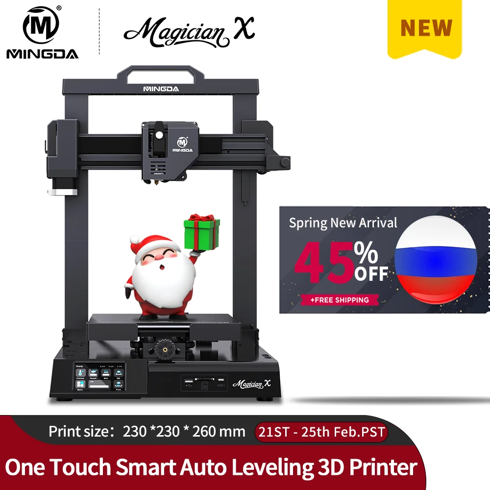 

2022 MINGDA Magician X FDM 3D Printer,One Touch Smart Auto Leveling,Fast Assemble,230*230*260mm Large Print Size,Ultra Silent