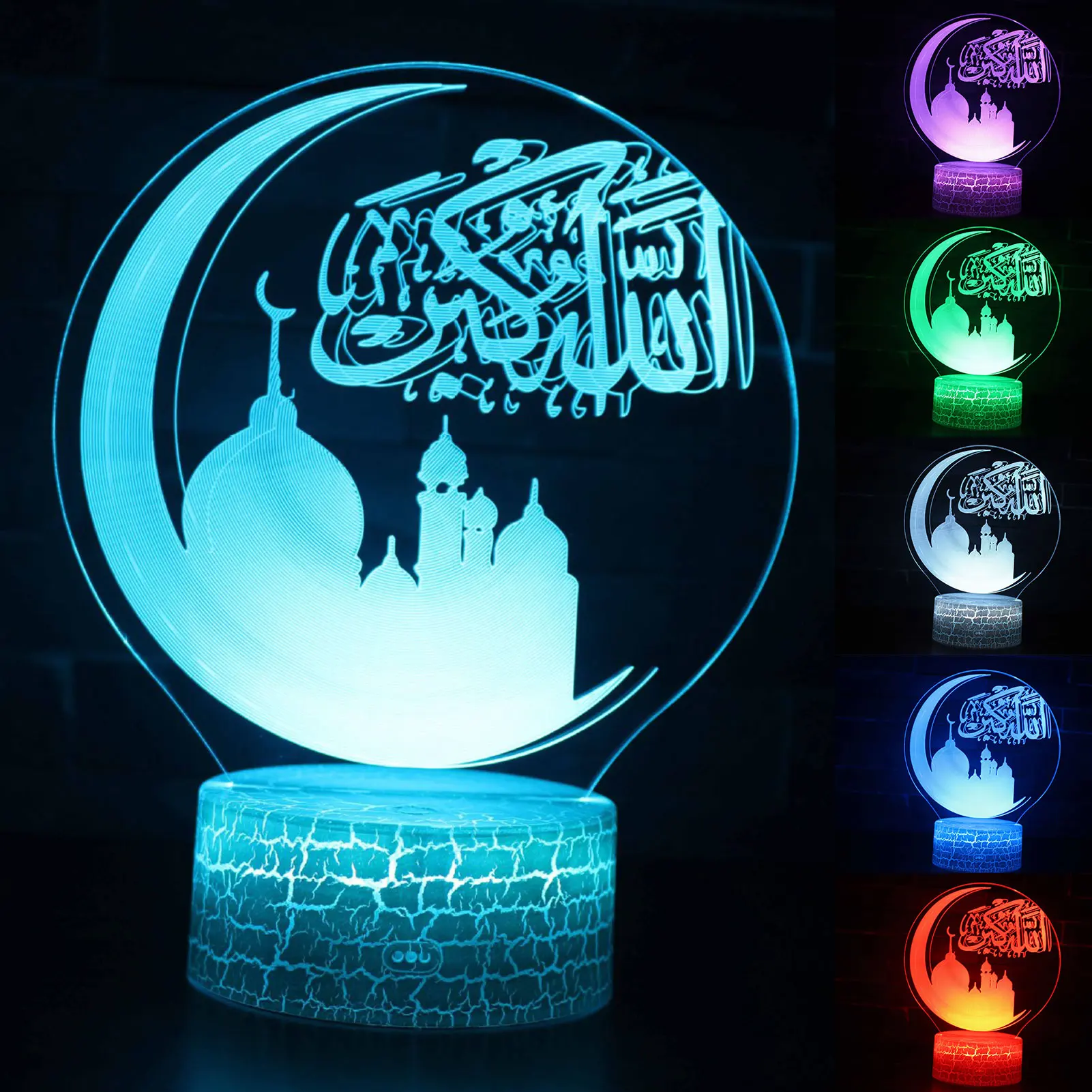 

3D Eid ночсветильник Рамадан Mubarak украшения светильник s 7 Изменение цвета дистанционное управление светильник Декор атмосферы лампа для