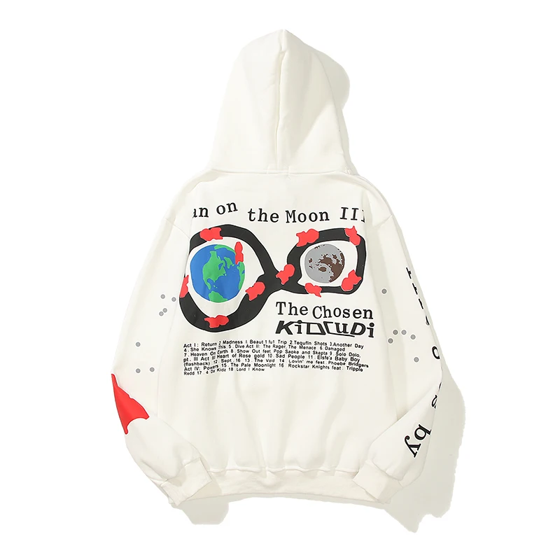 

INS Kanye West Men's and Women's Fleece Sweater Oversized Letter Foam Fleece Harajuku High Street Casual Hoodie Couple Hoodie