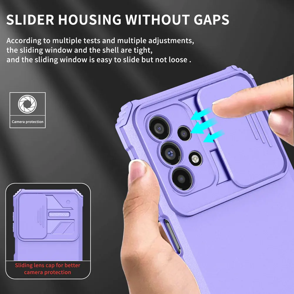 A52S A 52 S 5G Back Case Slide Window 360 Protect Lens Camera Phone Holder Shell for Samsung Galaxy A52 Case SM-A526 A 52S Cover