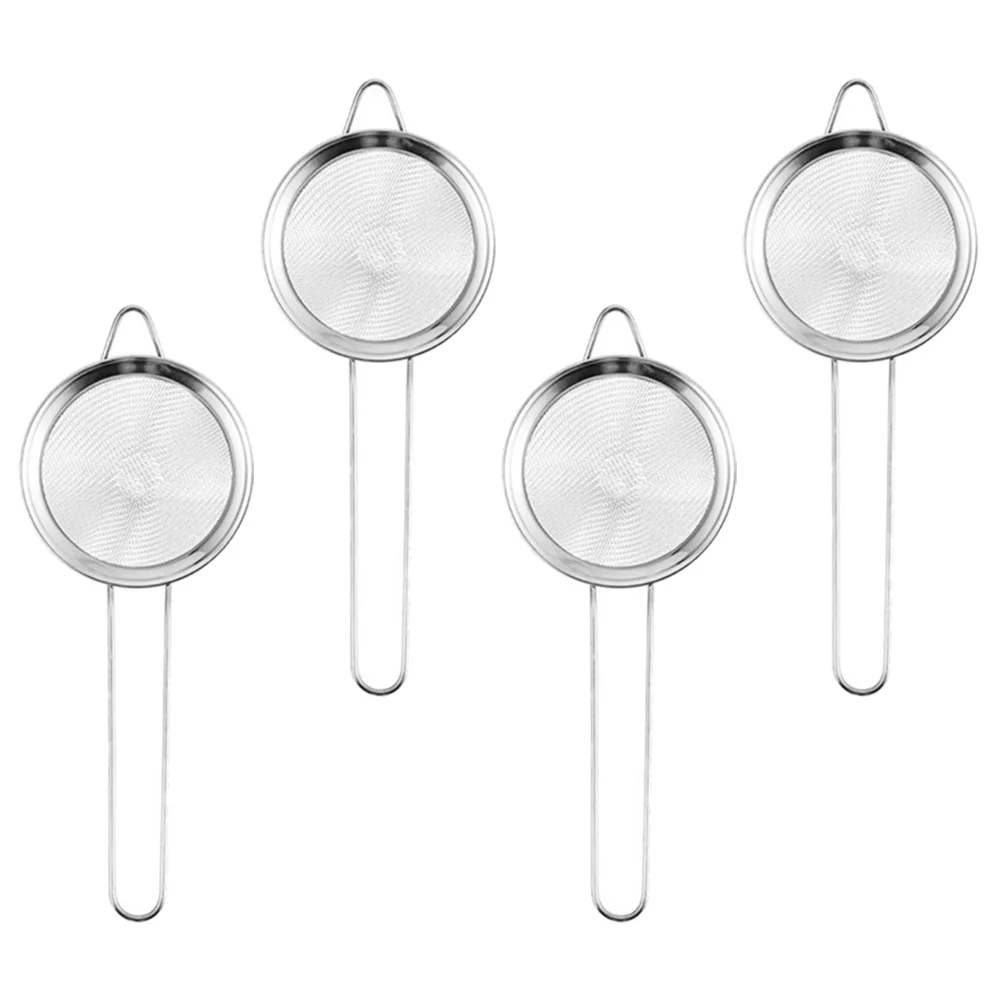 

4pcs Stainless Steel Fine Mesh Sieve Cocktail Strainer Kitchen Food Strainers Conical Tea Strainer (8.5cm)