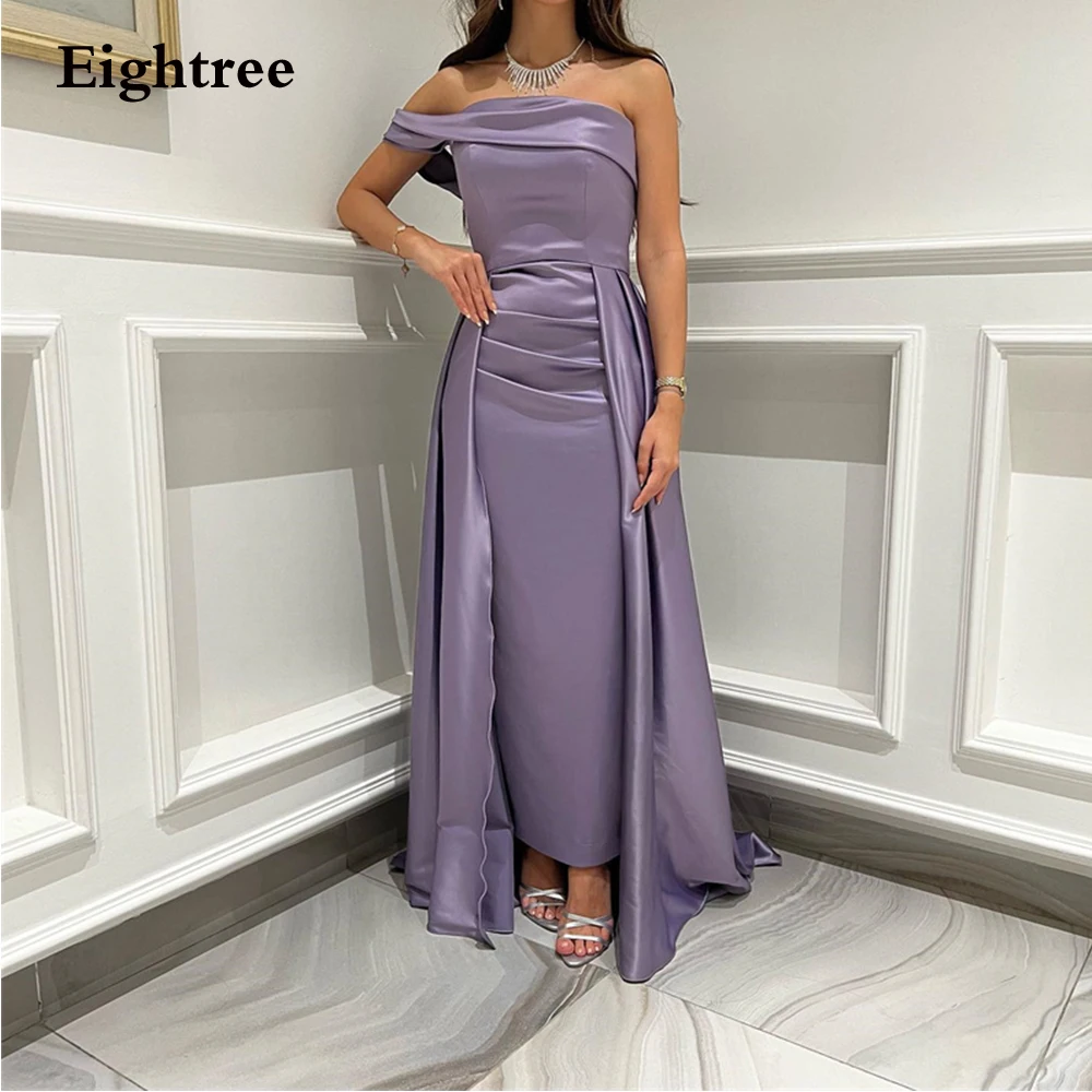 

Eightree Formal Long Evening Dress One Shoulder Mermaid Stain Elegant Vestido De Noche Saudi Arabia Pleat 2023 Floor Legth