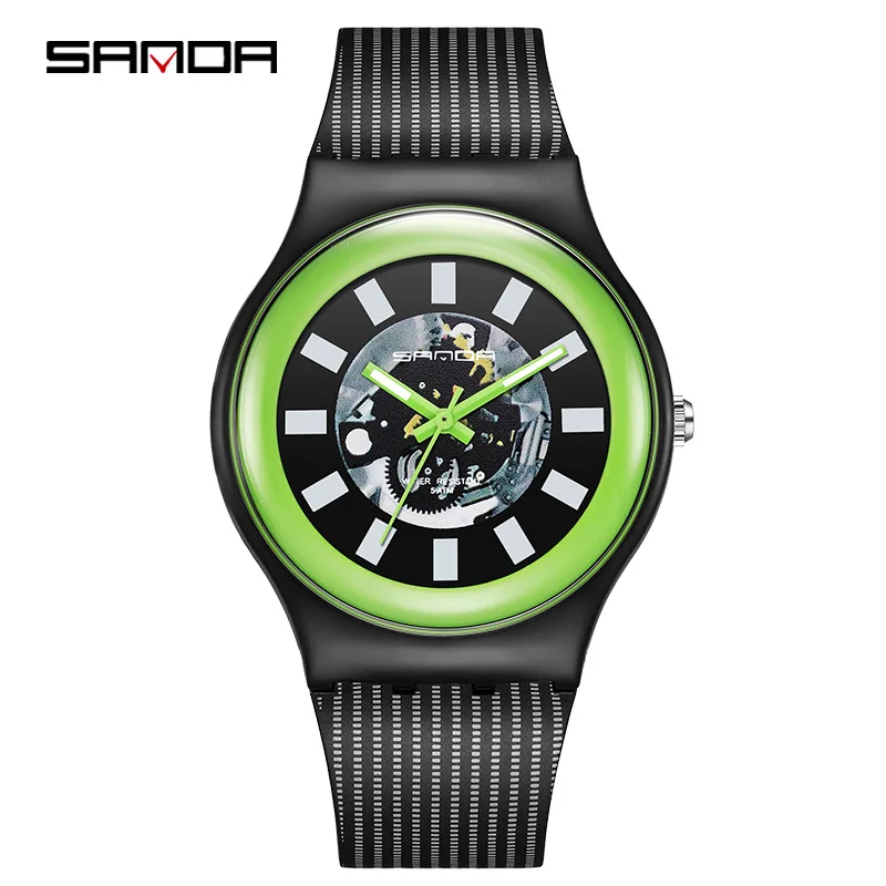 

Sanda 3207 Trendy Fashion Elegant Design Silicone Strap Waterproof Japanese Quartz Movement Teenagers Wrist Analog Sport Watch