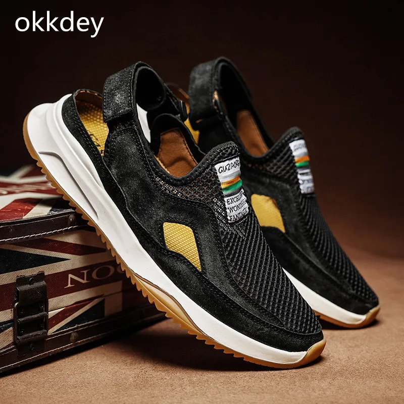 

Мужские повседневные туфли, уличные удобные универсальные дышащие массажные туфли на платформе с круглым носком, весна-лето