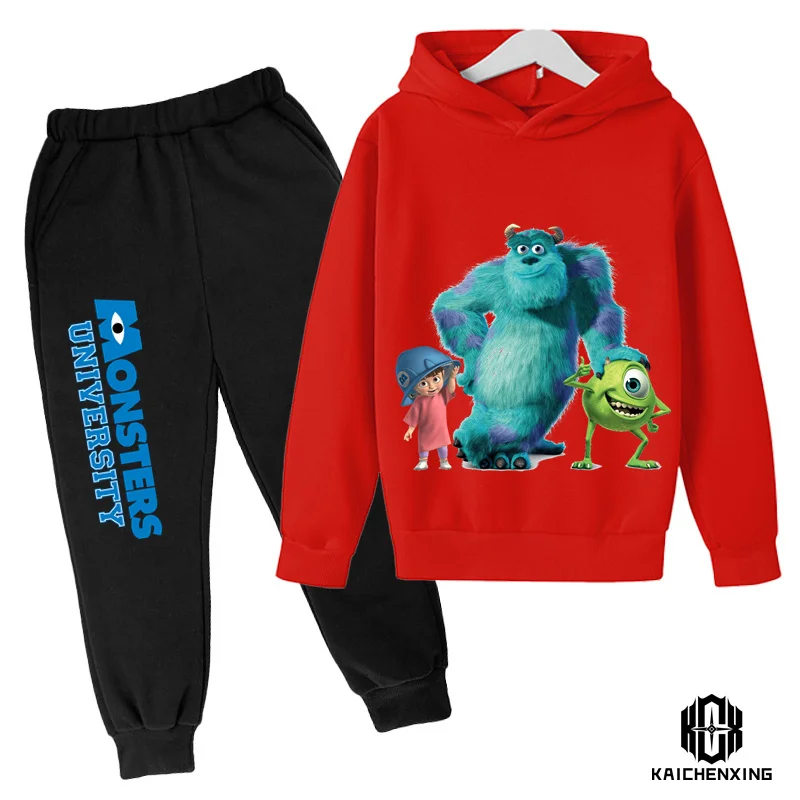 

2023 Cartoon Monsters inc Kids Clothing Sets Printed Full Sleeves Hoodie +Pants Boys Girls Suit Children Casual Clothing
