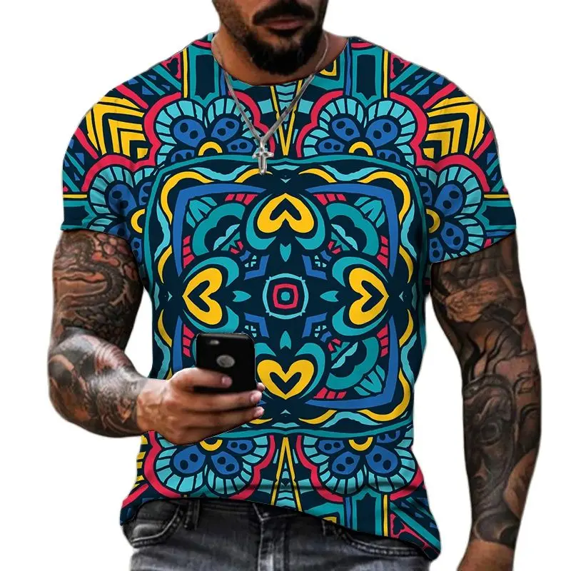 Купи Plus Size T-Shirt Men's Color Three-dimensional Plaid 3D Printing Fashion Casual Short Sleeve T-Shirts Street Style Summer за 275 рублей в магазине AliExpress