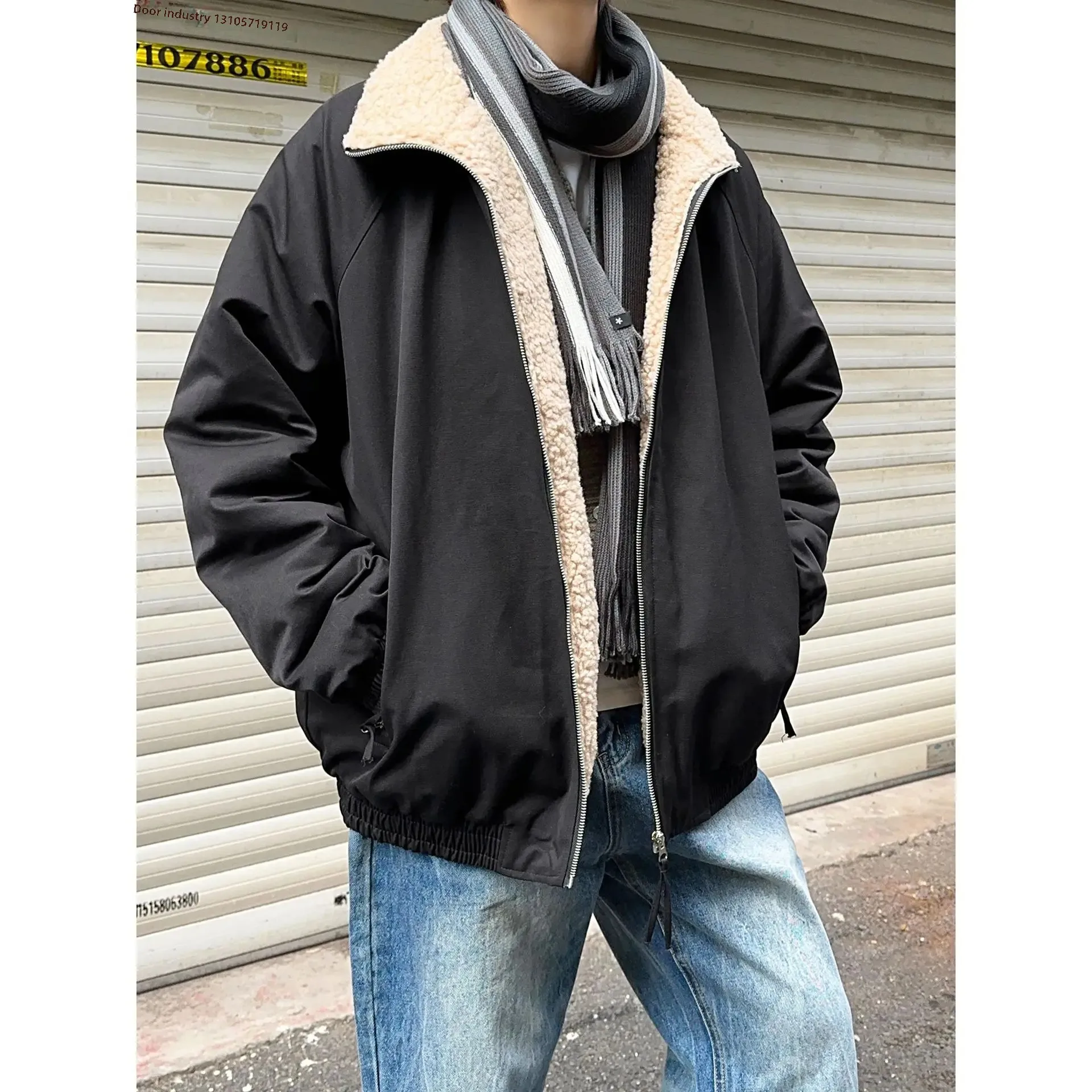 Простое однотонное универсальное пальто с хлопковой подкладкой в американском