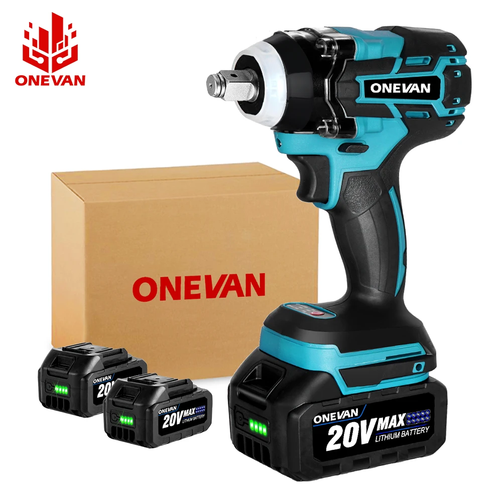 

ONEVAN 520N.M Torque Brushless Electric Impact Wrench 1/2 Inch Cordless Electric Wrench Driver Power Tool For Makita 18V Battery