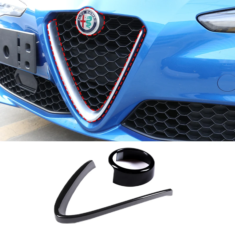 

Для Alfa Romeo Giulia 2017 2018 2019-2025 автомобильный передний бампер воздушные решетки V рамка декоративная наклейка логотип крышка аксессуары