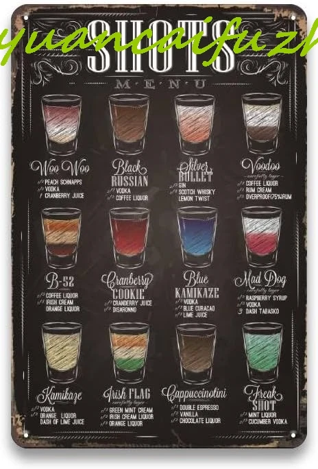 Винтажная барная вывеска SJKY для домашнего бара настенный декор - меню в барах