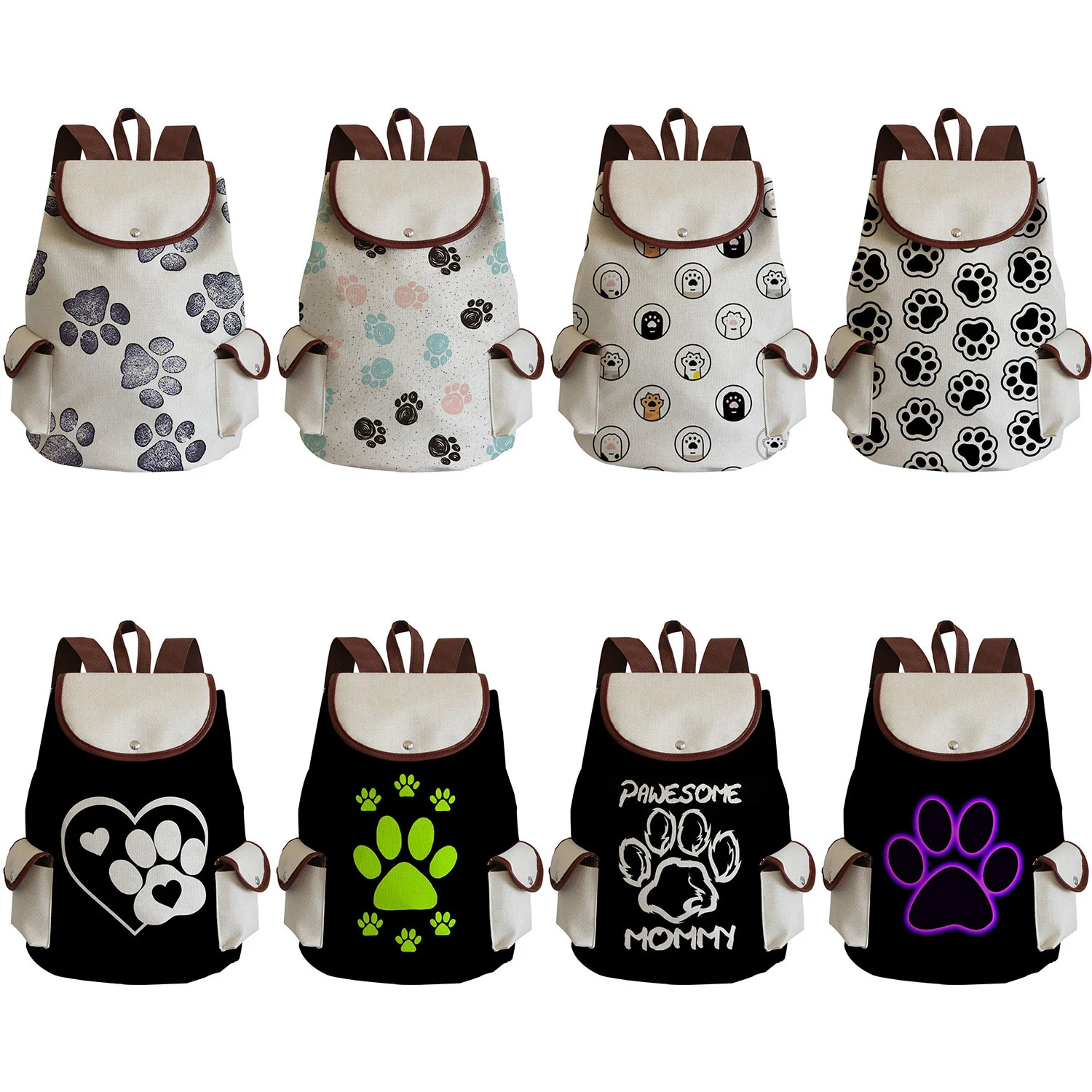

Daily 2023 High Capacity Kawaii Backpack Female Cartoon Print Cute Girls School Backpack Cat Dogs Paws Backpacks For Women