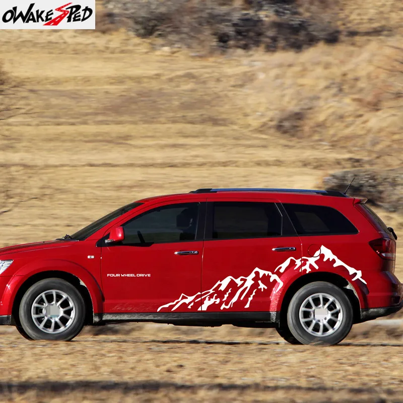 Наклейка на автомобильные двери с изображением горного пейзажа Стайлинг для Fiat