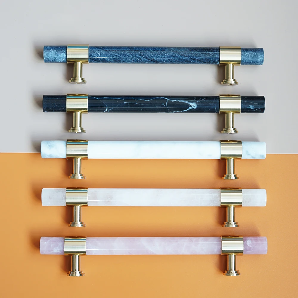 natural marblecrystal brass t bar cabinet handle and knobs kitchen cupboard door pulls furniture handle dresser knob hardware free global shipping