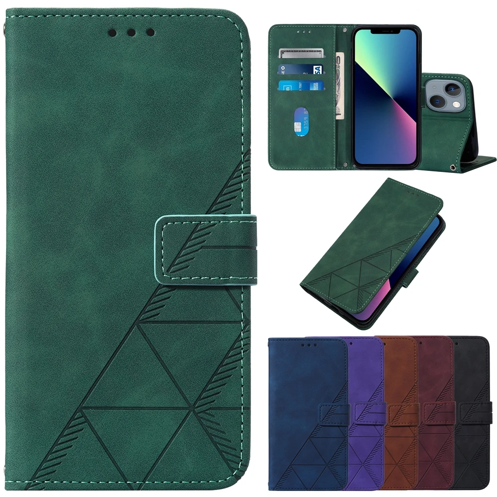 

for Samsung Galaxy A03S A32 A22 A52S A12 A02 A13 A33 A53 A72 A11 A21S M12 M32 M02S 5G Case Triangle Magnetic Leather Flip Cover