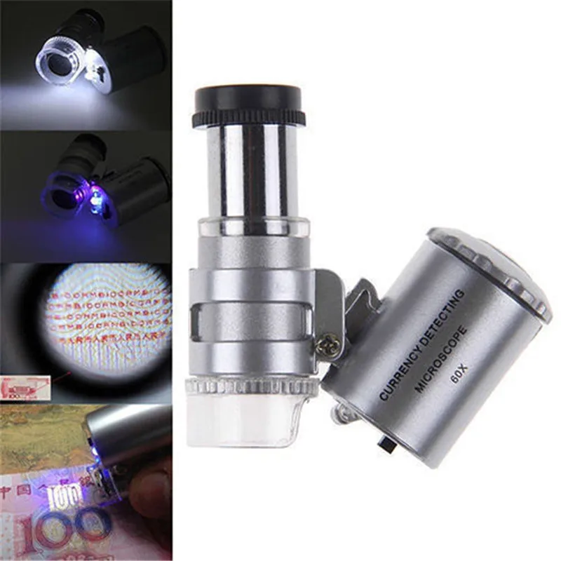 

OOTDTY 60x Mini Pocket LED UV Jewellers Loupe Microscope Glass Jewellery Magnifier