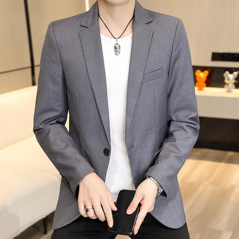 

HOO 2024 Men's Autumn New Handsome Casual Suit Jacket Youth Fashion Slim Fit blazer