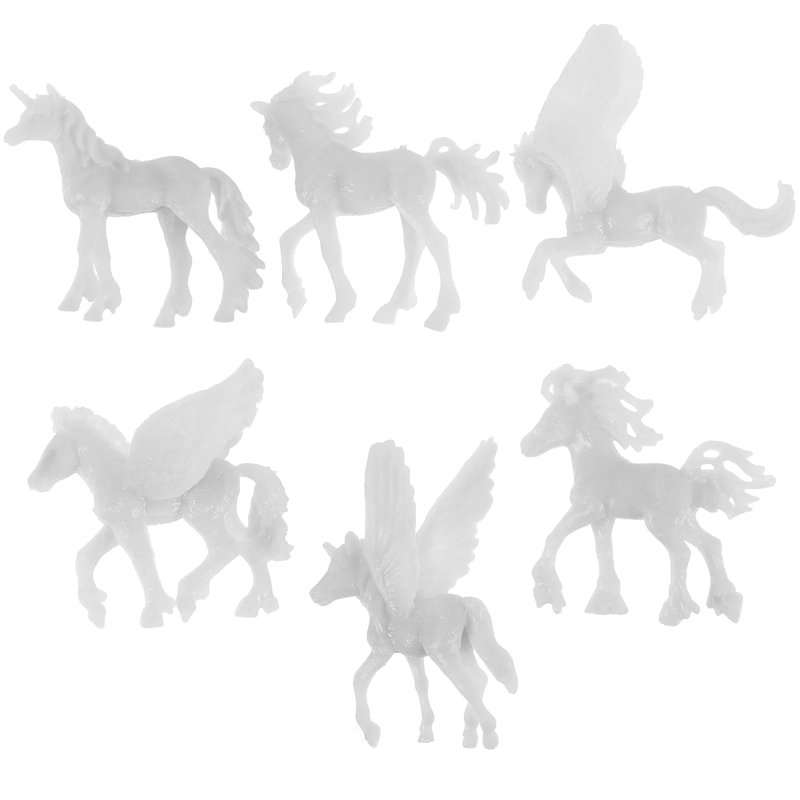 

6 Pcs Animal Model Mini Toys Girls Your Own Unicorn Statuette Painting Figurines Abs DIY Craft Child Small Figures For