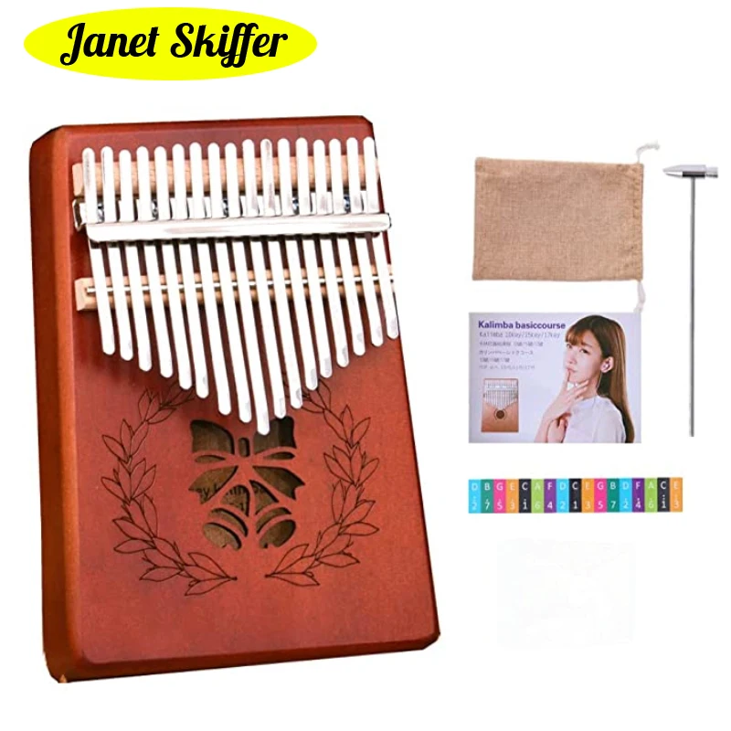 

17-key Kalimba Thumb Piano High Quality Mahogany Mbira Body Musical Instrument for Male Female with Learning Book All in One Kit