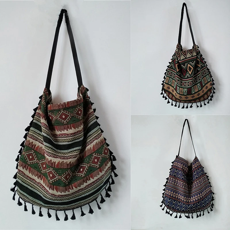 

New Vintage Bohemian Fringe Shoulder Bag Women Tassel Boho Hippie Gypsy Fringed Women's Handbags Open Bag Bags